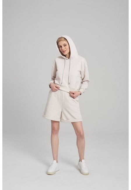 BLUZA DAMSKA HOODIE SHORT SAND