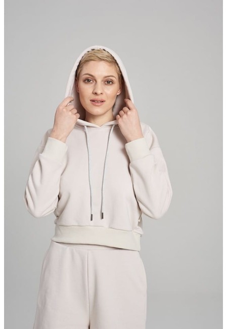 BLUZA DAMSKA HOODIE SHORT SAND
