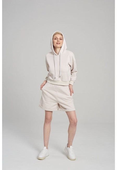 BLUZA DAMSKA HOODIE SHORT SAND