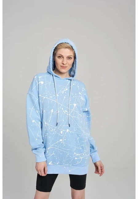 BLUZA DAMSKA HOODIE OVERSIZE SPLASH BLUE