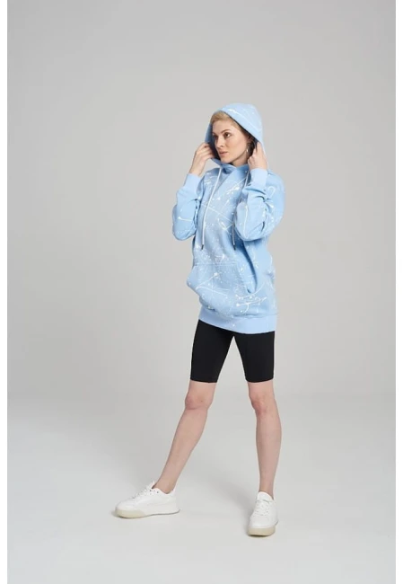 BLUZA DAMSKA HOODIE OVERSIZE SPLASH BLUE