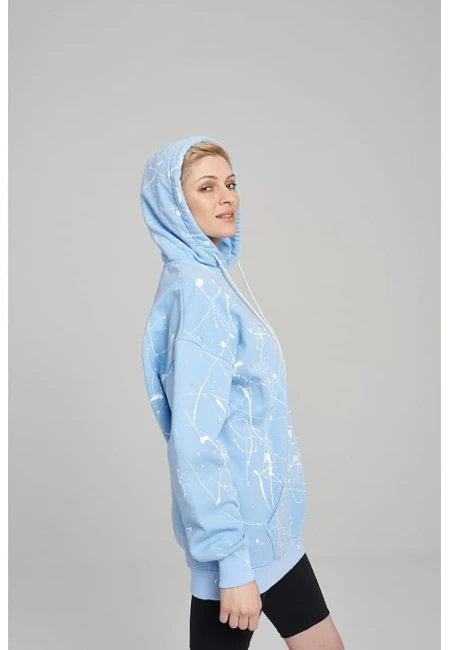BLUZA DAMSKA HOODIE OVERSIZE SPLASH BLUE