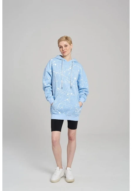 BLUZA DAMSKA HOODIE OVERSIZE SPLASH BLUE