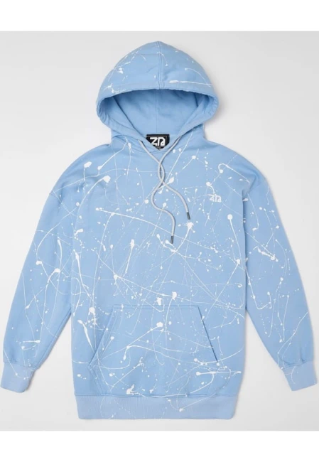 BLUZA DAMSKA HOODIE OVERSIZE SPLASH BLUE