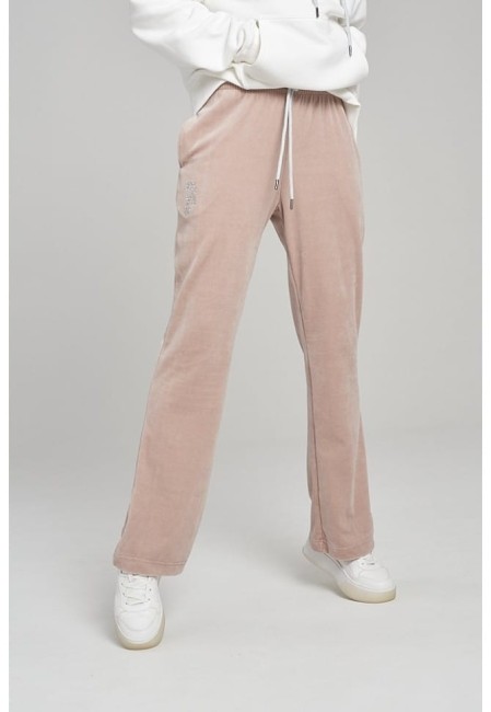 SPODNIE WELUROWE DAMSKIE PANTS FANCY VELVET BEIGE