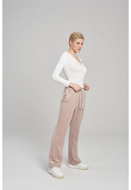 SPODNIE WELUROWE DAMSKIE PANTS FANCY VELVET BEIGE