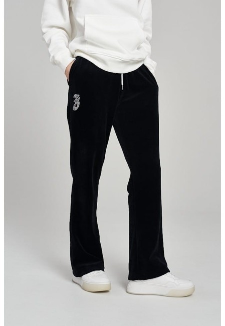 SPODNIE WELUROWE DAMSKIE PANTS FANCY VELVET BLACK