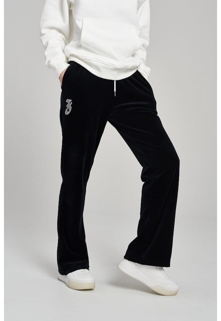 SPODNIE WELUROWE DAMSKIE PANTS FANCY VELVET BLACK
