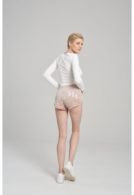 SZORTY WELUROWE DAMSKIE SHORTS VELVET BEIGE