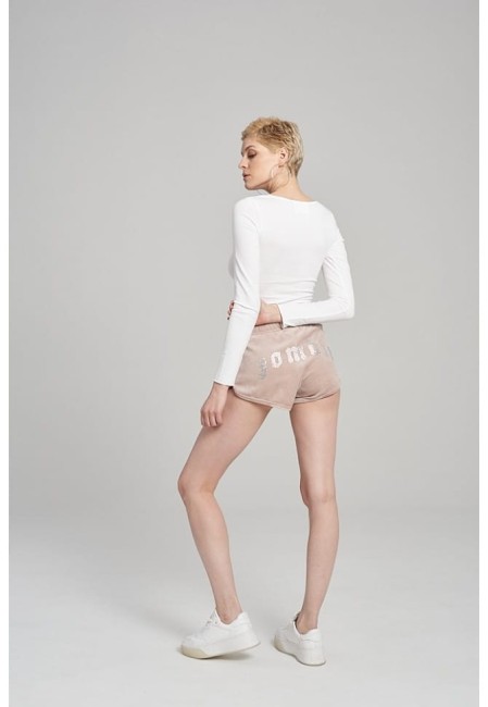 SZORTY WELUROWE DAMSKIE SHORTS VELVET BEIGE