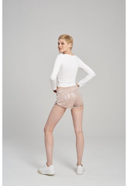 SZORTY WELUROWE DAMSKIE SHORTS VELVET BEIGE
