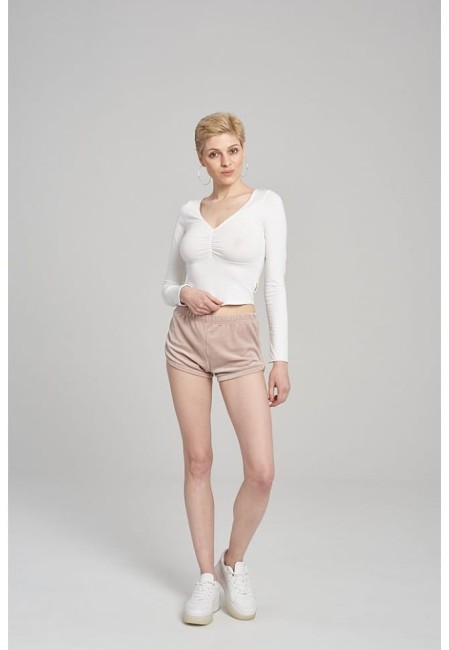 SZORTY WELUROWE DAMSKIE SHORTS VELVET BEIGE