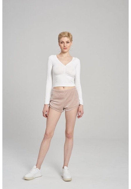 SZORTY WELUROWE DAMSKIE SHORTS VELVET BEIGE