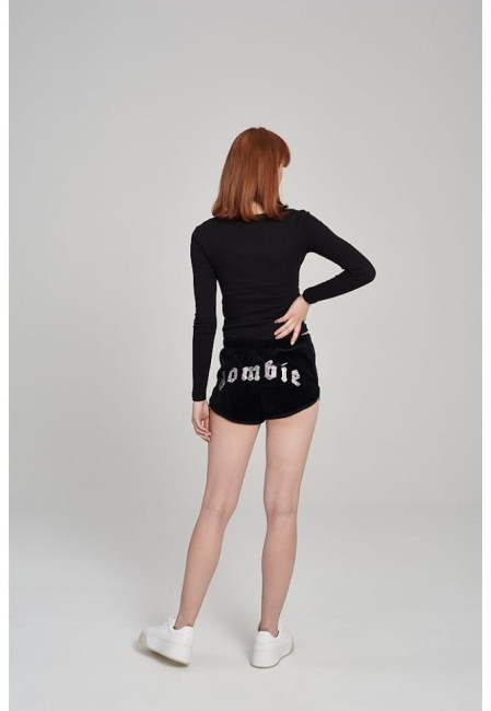 SZORTY WELUROWE DAMSKIE SHORTS VELVET BLACK