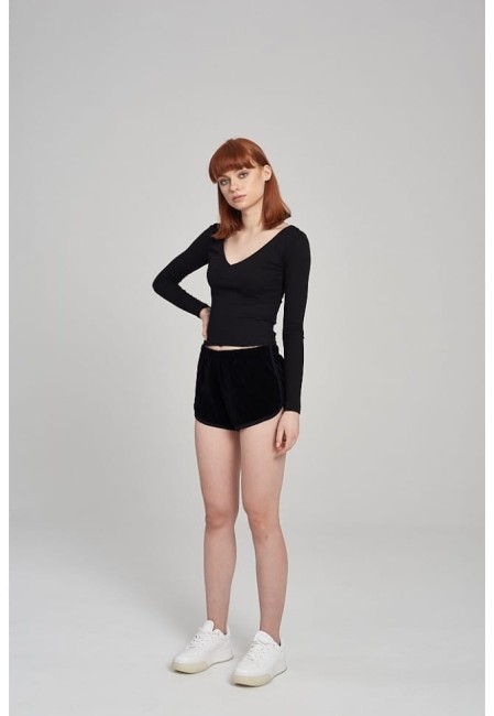 SZORTY WELUROWE DAMSKIE SHORTS VELVET BLACK
