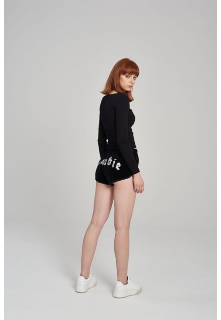 SZORTY WELUROWE DAMSKIE SHORTS VELVET BLACK