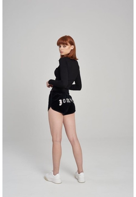 SZORTY WELUROWE DAMSKIE SHORTS VELVET BLACK