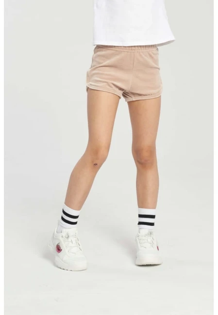 Szorty welurowe dziecięce SHORTS VELVET BEIGE