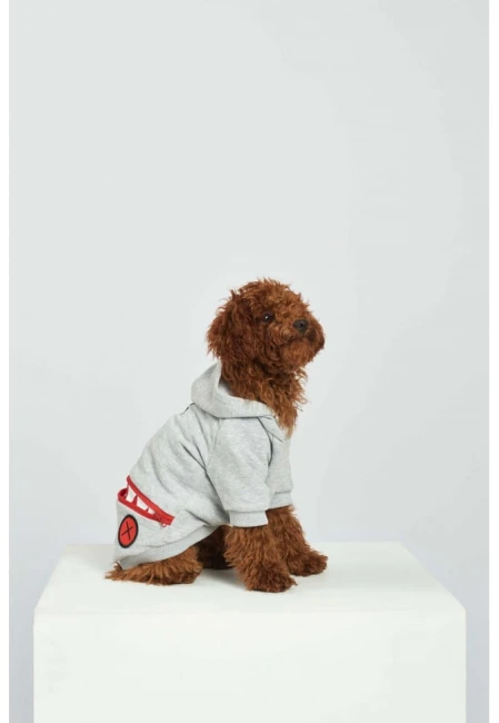Bluza dla psa Hoodie Dog Grey, widok na pupilu z boku