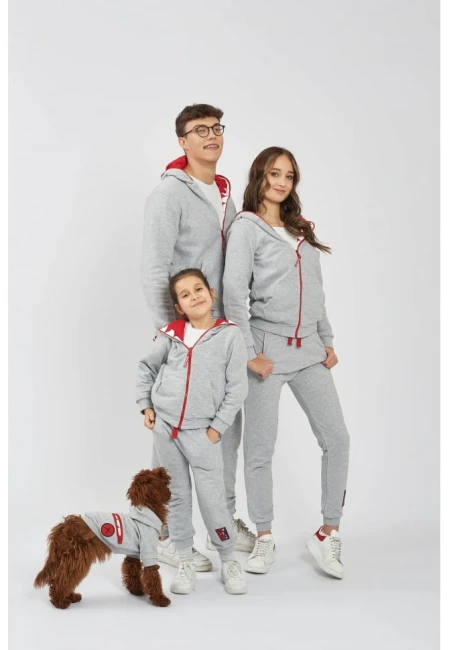 Bluza dla psa Hoodie Dog Grey, zestaw dopasowany do bluz całej rodziny