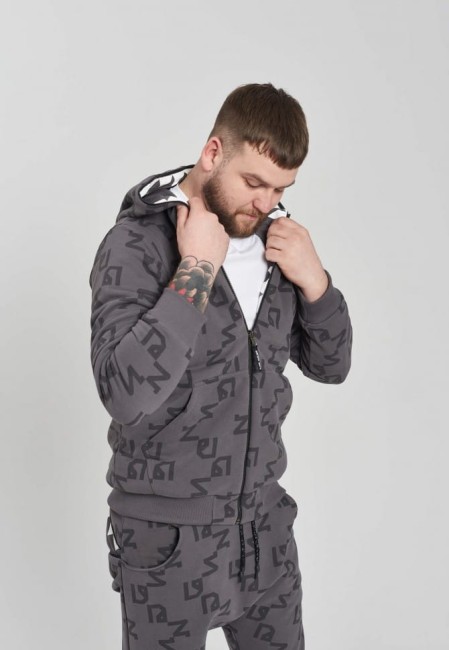 BLUZA ROZPINANA MĘSKA NICE 2 EAT U ALLOVER GREY