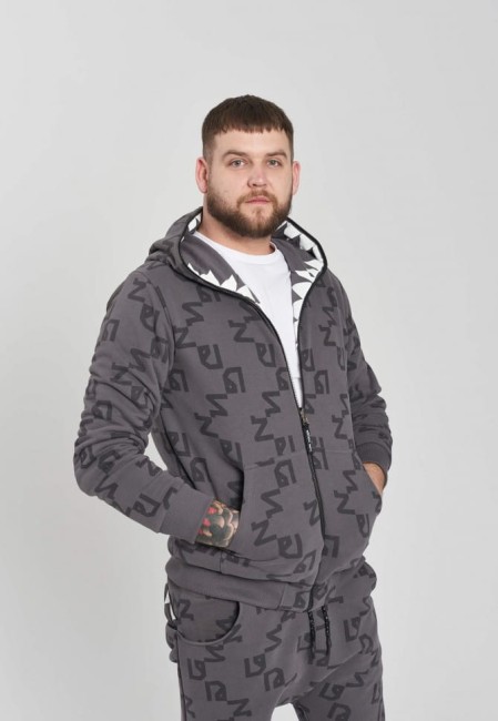 BLUZA ROZPINANA MĘSKA NICE 2 EAT U ALLOVER GREY