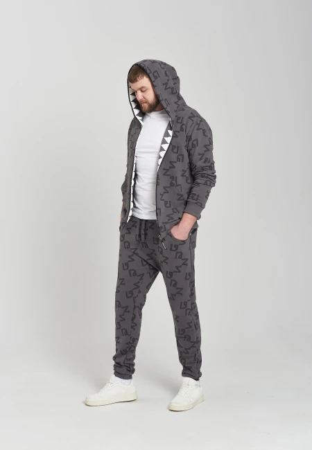 BLUZA ROZPINANA MĘSKA NICE 2 EAT U ALLOVER GREY