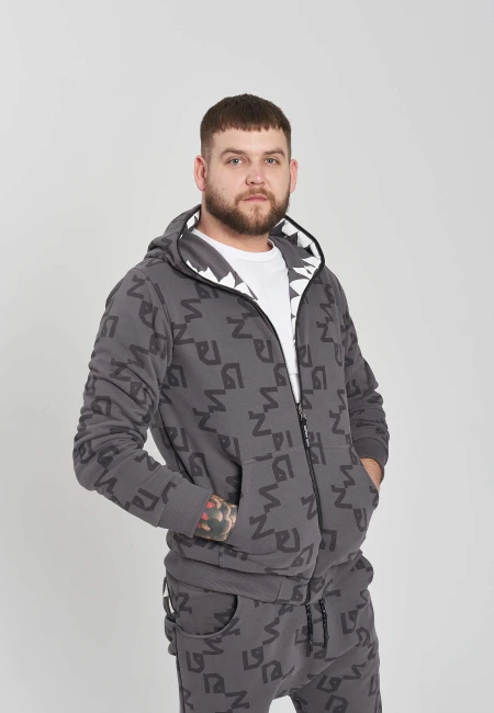 BLUZA ROZPINANA MĘSKA NICE 2 EAT U ALLOVER GREY